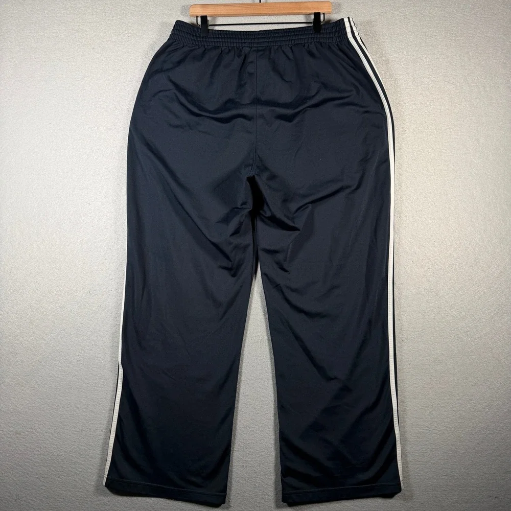 Vintage Adidas Men Blue Track Pants Athletic‎ Side Stripe Elastic Waist 2XL